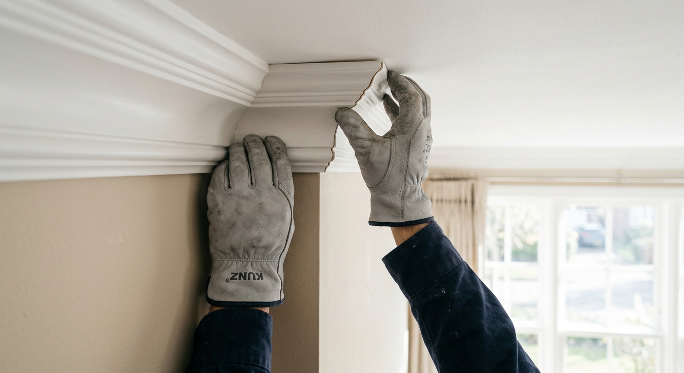 Aeravast craftsman installing custom crown molding
